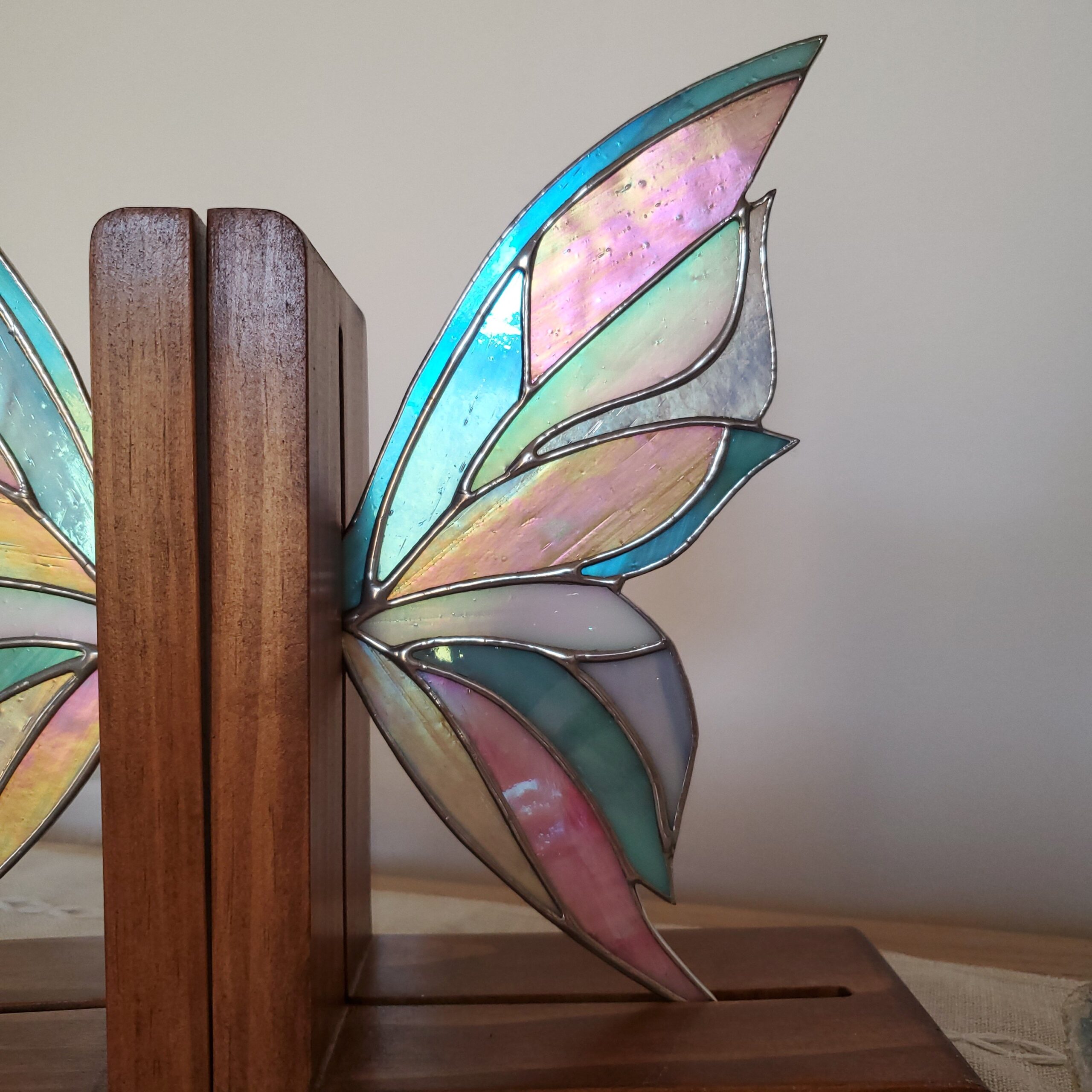 Fairy Wing Bookends in a Home Setting