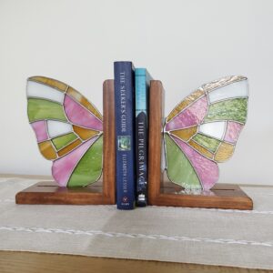 Stained Glass Sherbet Butterfly Bookends