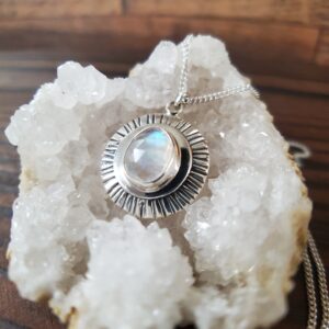 Rainbow Moonstone Sterling Silver Necklace