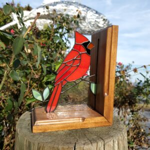 Cardinal Stained Glass Bookend