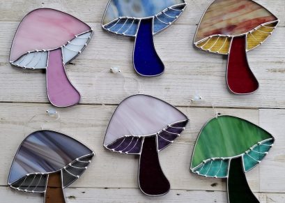 Stained Glass Mushroom Suncatcher