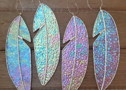Stained Glass Iridescent Feather