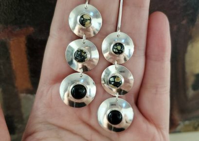 Sterling Silver with New Lander and Black Onyx Earrings