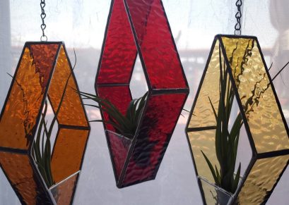 Stained Glass *INCLUDES real air plants* Diamond Hangers