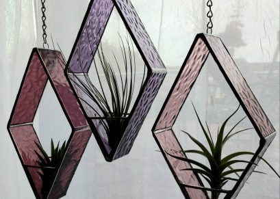 Stained Glass *INCLUDES real air plants* Diamond Hangers