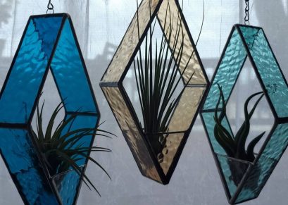 Stained Glass *INCLUDES real air plants* Diamond Hangers