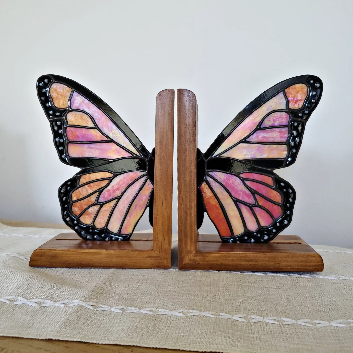 Stained Glass Butterfly Bookends